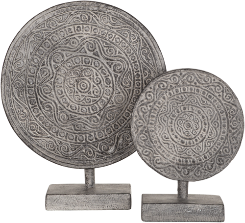 ML 980007 Decorative Circle on stand Old White set of 2