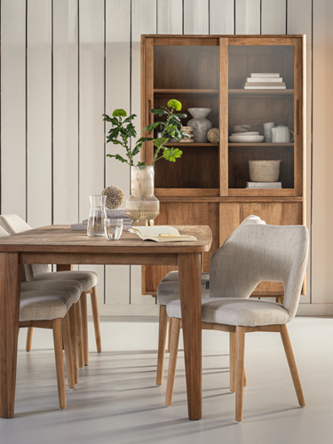 BL 741523 Bliss dining table - BL 741035 Bliss showcase - ML 749015 Blossom dining chair polaris natural_sfeer1