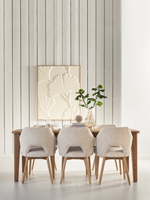 BL 741523 Bliss dining table - ML 749015 Blossom dining chair polairs natural - ML 426528 wall panel Japanese ginko leaf_sfeer1