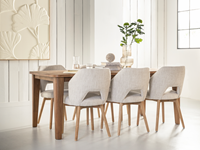 BL 741523 Bliss dining table - ML 749015 Blossom dining chair polairs natural - ML 426528 wall panel Japanese ginko leaf_sfeer4
