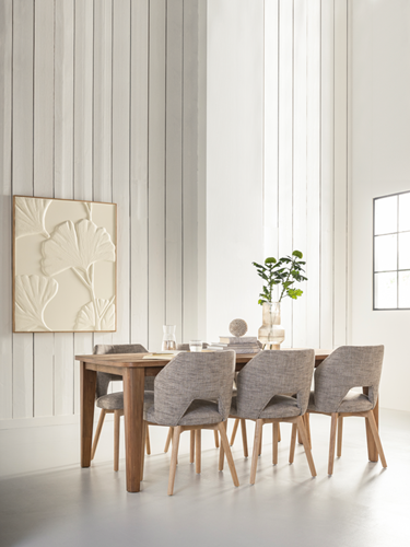 BL 741523 Bliss dining table - ML 749016 blossom polaris brown- ML 426528 Wall panel Japanese Ginko leaf_sfeer3