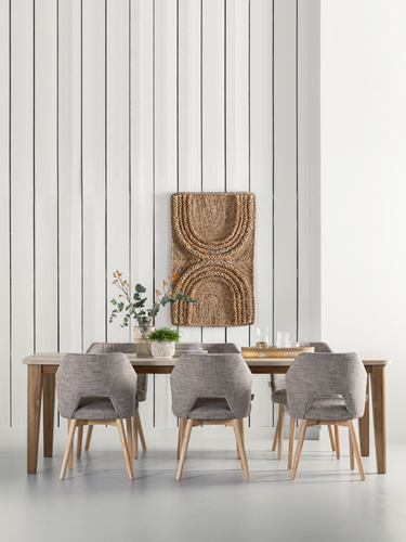 BM 752525 Bliss mortex dining table ML 749016 Blossom dining chair polaris brown - ML 890929 wall panel Puerto rico_sfeer1