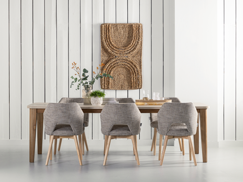 BM 752525 Bliss mortex dining table ML 749016 Blossom dining chair polaris brown - ML 890929 wall panel Puerto rico_sfeer1