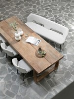 CL 580735 Icon dining table-ML 749515 Bloom side chair-ML 749535 Bloom bench 190 Polaris natural
