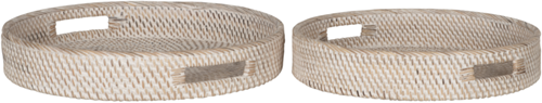 ML 900802 Saint Barths round rattan tray set of 2