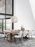 CL 582755 Borgo dining table-ML 749514 Bloom side chair Boucle light grey-ML Punta Rasa lamp