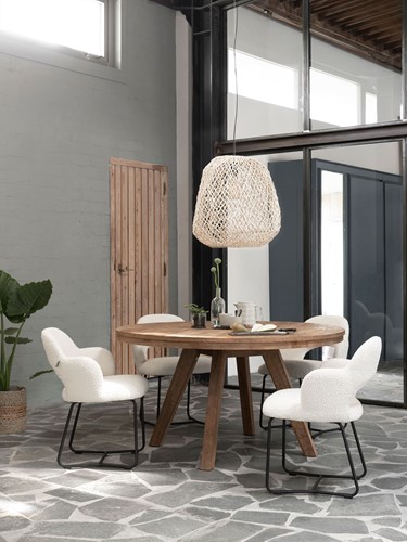 CL 583770 Tradition dining table-ML 749413 Vista arm chair Boucle natural-ML Punta Rasa