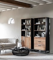 CS 605004 + CS 605005 Bookcase Cosmo + ML 751940 Sofa Revolution + ML 252536 Coffee table Positano_Sfeer 1