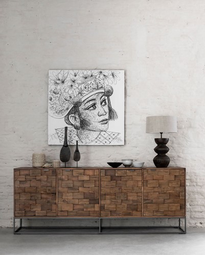 ML 310142 Sideboard Blockx - ML 904002 Balinese girl Kadek - ML 833135 Table lamp Bubble black